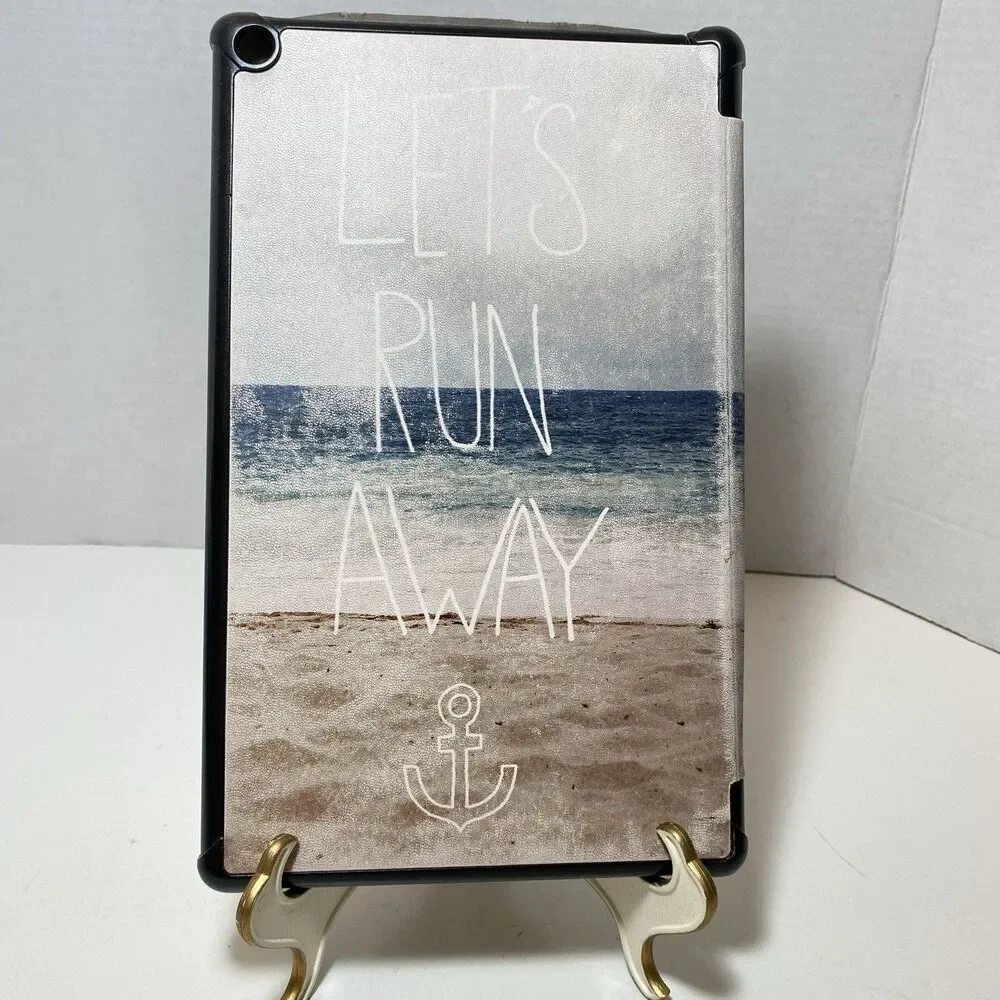 Kindle Paperwhite 7th Gen, 6 Inch Cover Trifold Seascape “ Let’s Run Away” ￼